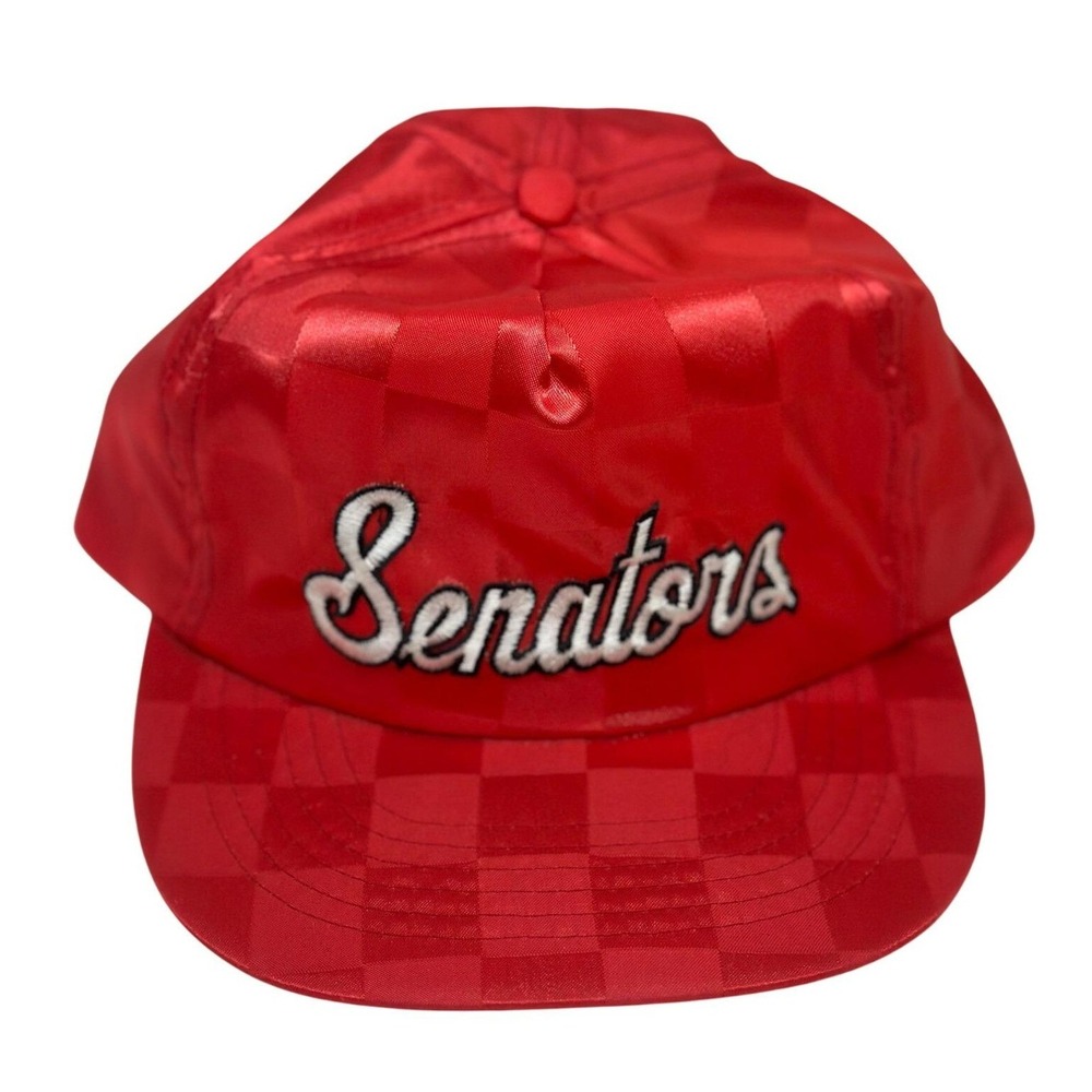 VTG Pepsi Senators Hat Red Snapback Checkered Nylon News 21 Baseball Cap OSFM